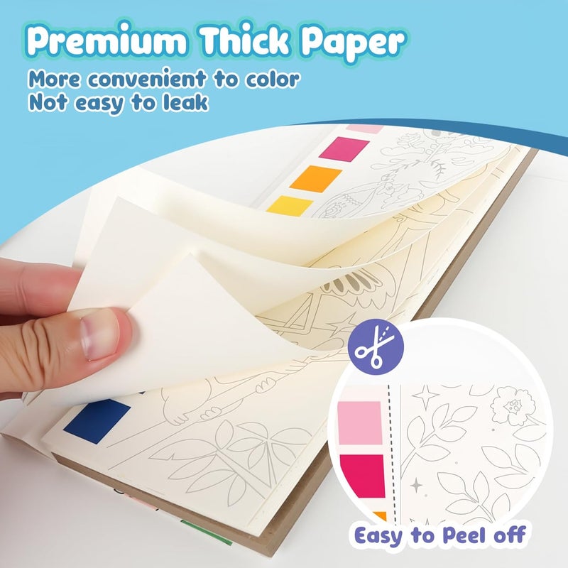 JCREN Watercolor Painting Books, Pocket Watercolor Painting Coloring Kit, Paint with Water Bookmarks Travel Activity Party Favors for Kids Toddlers Gifts for Boys and Girls - Image 4
